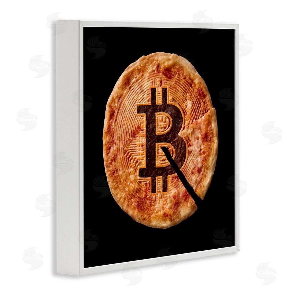 Svetlana Aleynikova Crypto Pizza Slice White Framed Giclee Wall Art Print