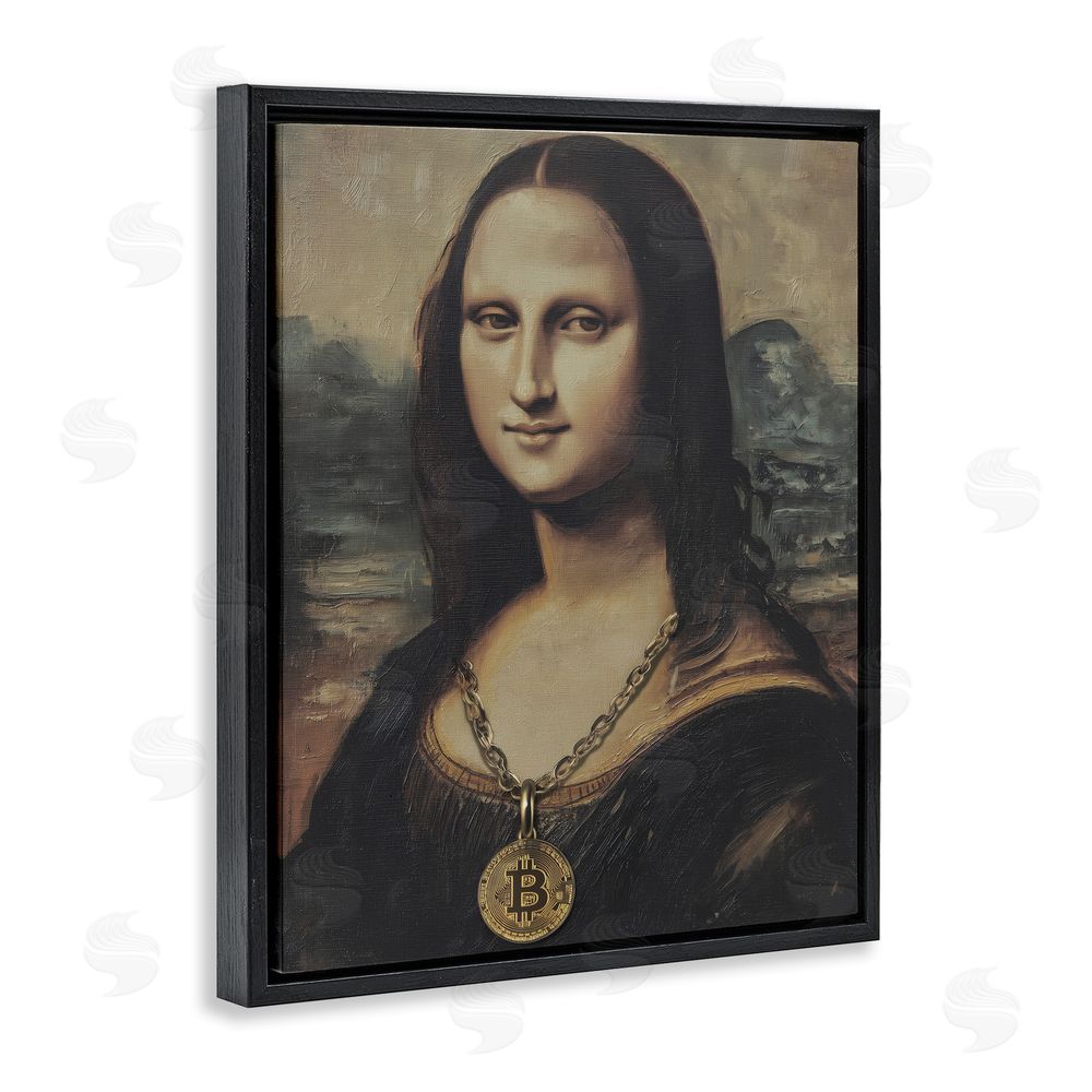 Svetlana Aleynikova Iconic Bitcoin Smile Classic Black Floating Frame Canvas Wall Art Print