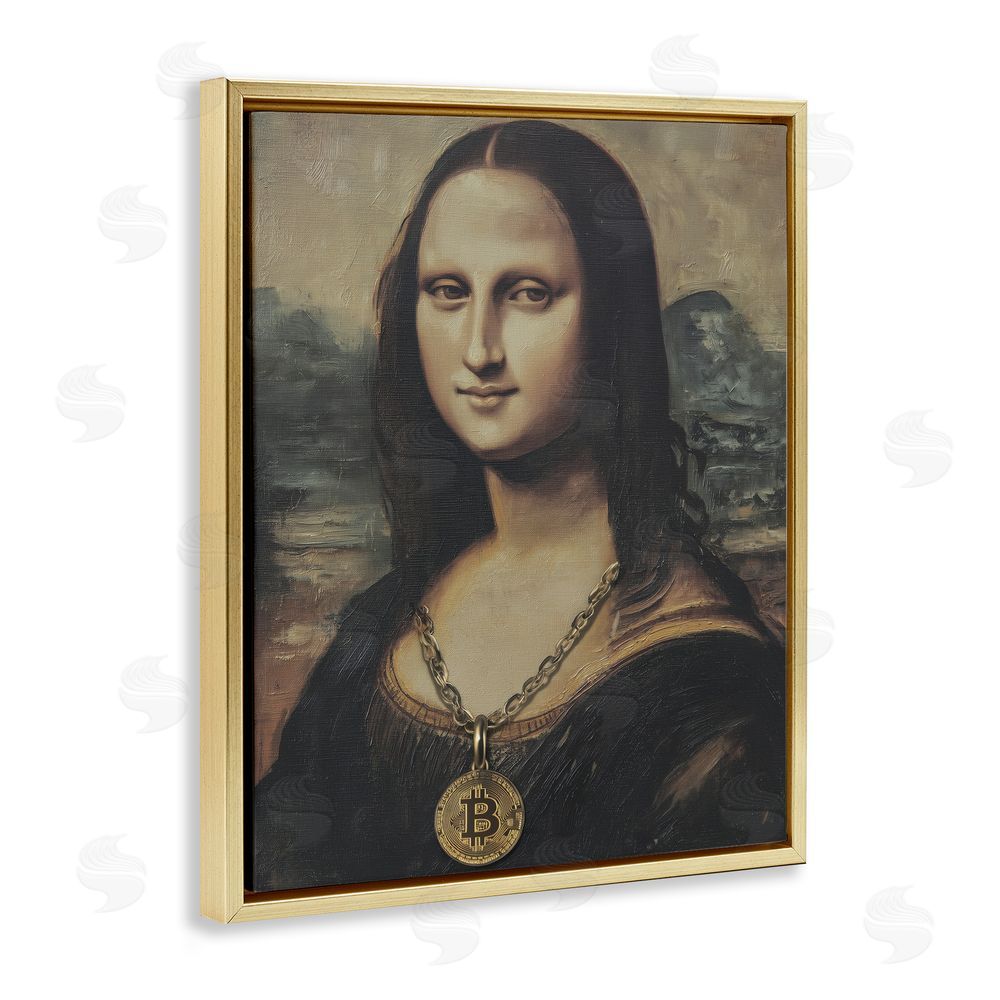 Svetlana Aleynikova Iconic Bitcoin Smile Classic Gold Floating Frame Canvas Wall Art Print
