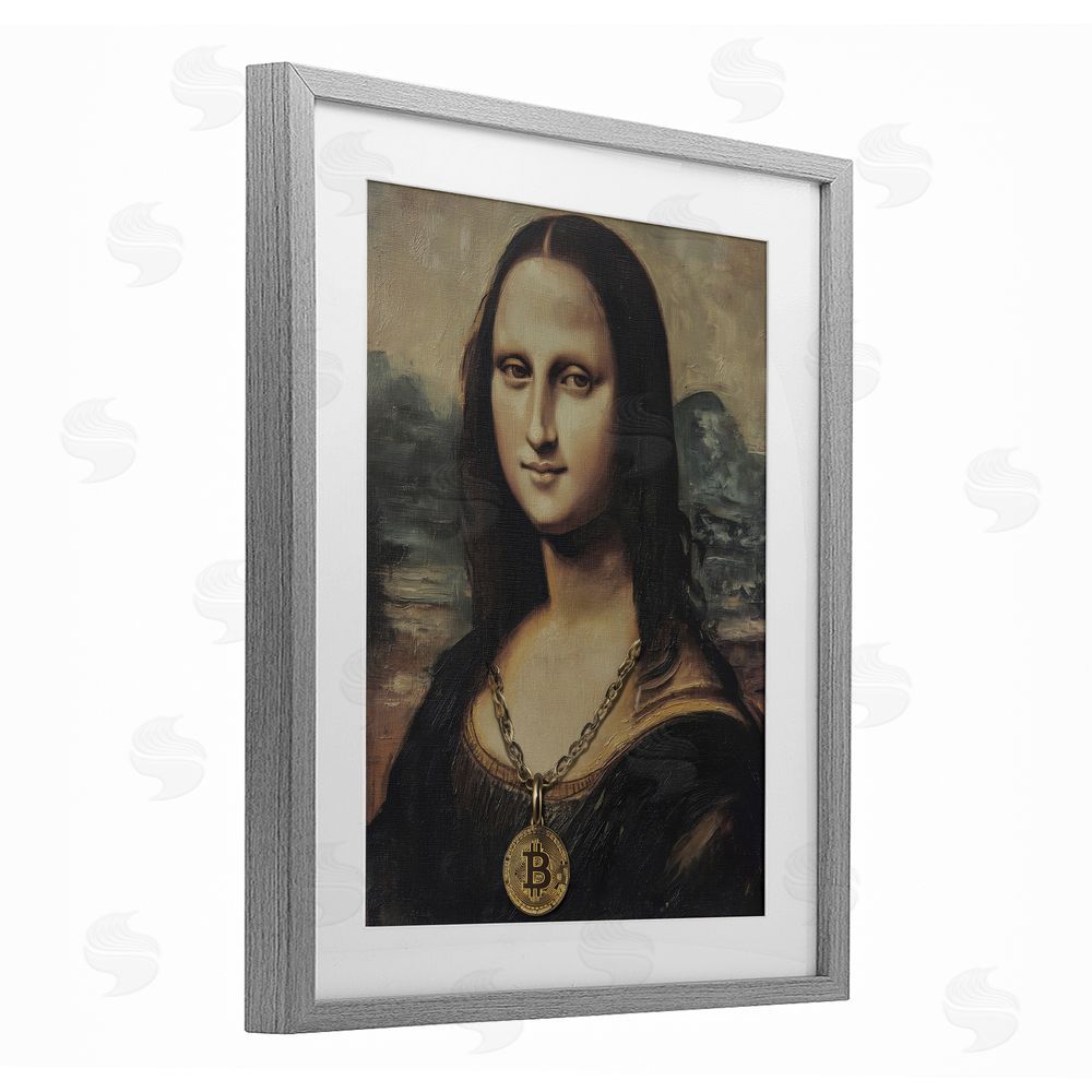 Svetlana Aleynikova Iconic Bitcoin Smile Classic Gray Framed Print Under Glass Wall Art