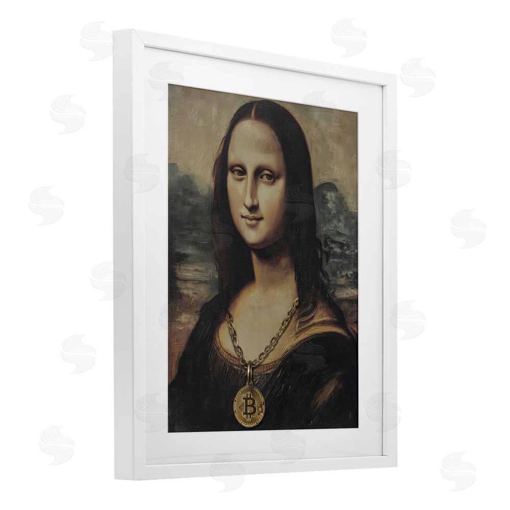 Svetlana Aleynikova Iconic Bitcoin Smile Classic White Framed Print Under Glass Wall Art
