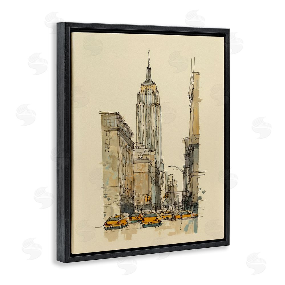 Svetlana Aleynikova NY City Lines Contour Black Floating Frame Canvas Wall Art Print