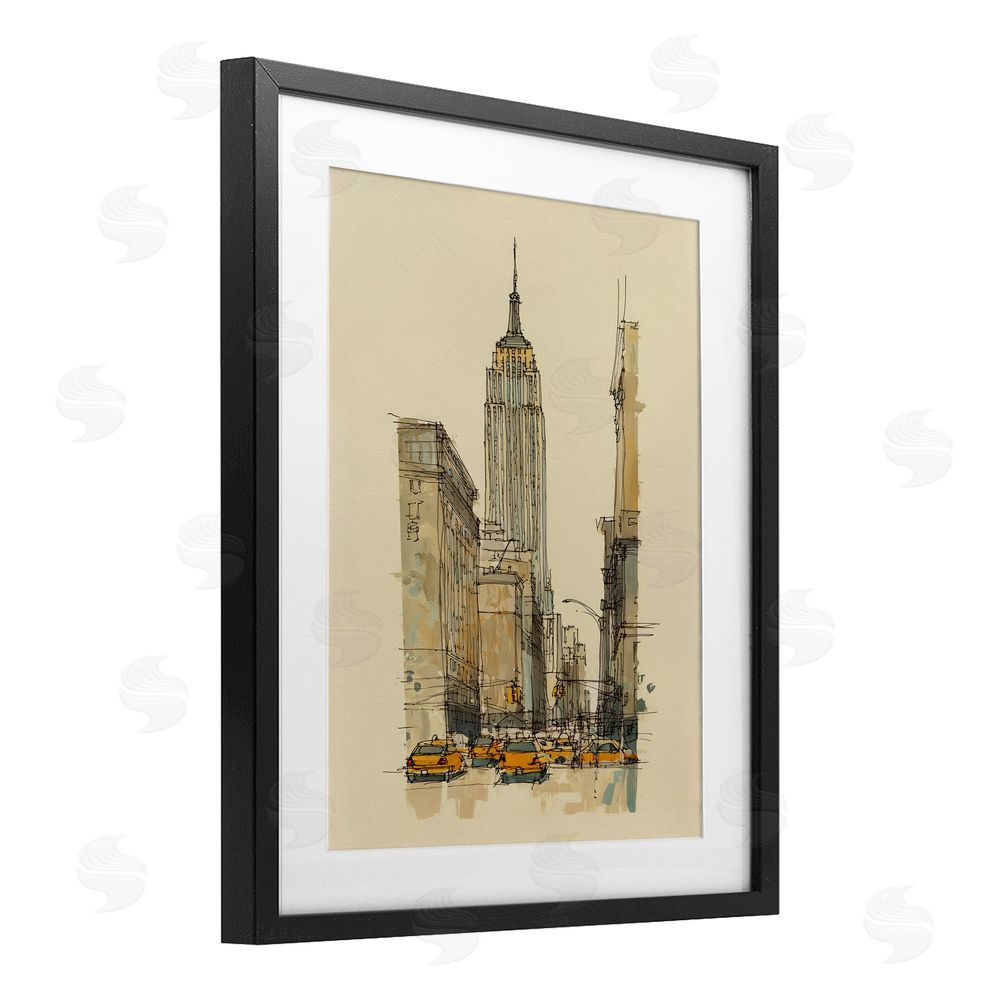 Svetlana Aleynikova NY City Lines Contour Black Framed Print Under Glass Wall Art