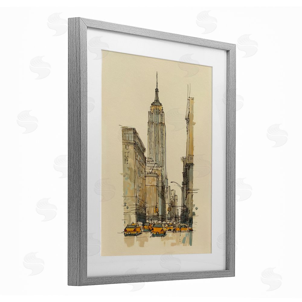Svetlana Aleynikova NY City Lines Contour Gray Framed Print Under Glass Wall Art