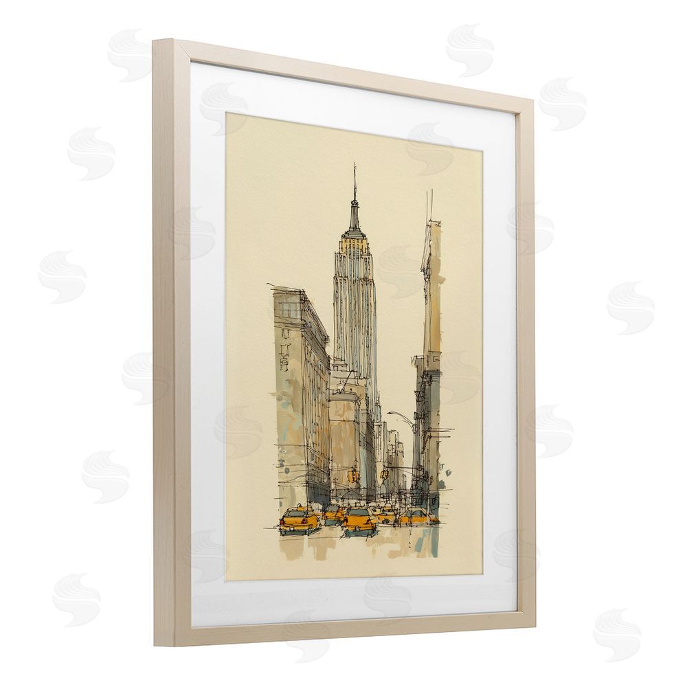Svetlana Aleynikova NY City Lines Contour Birch Framed Print Under Glass Wall Art