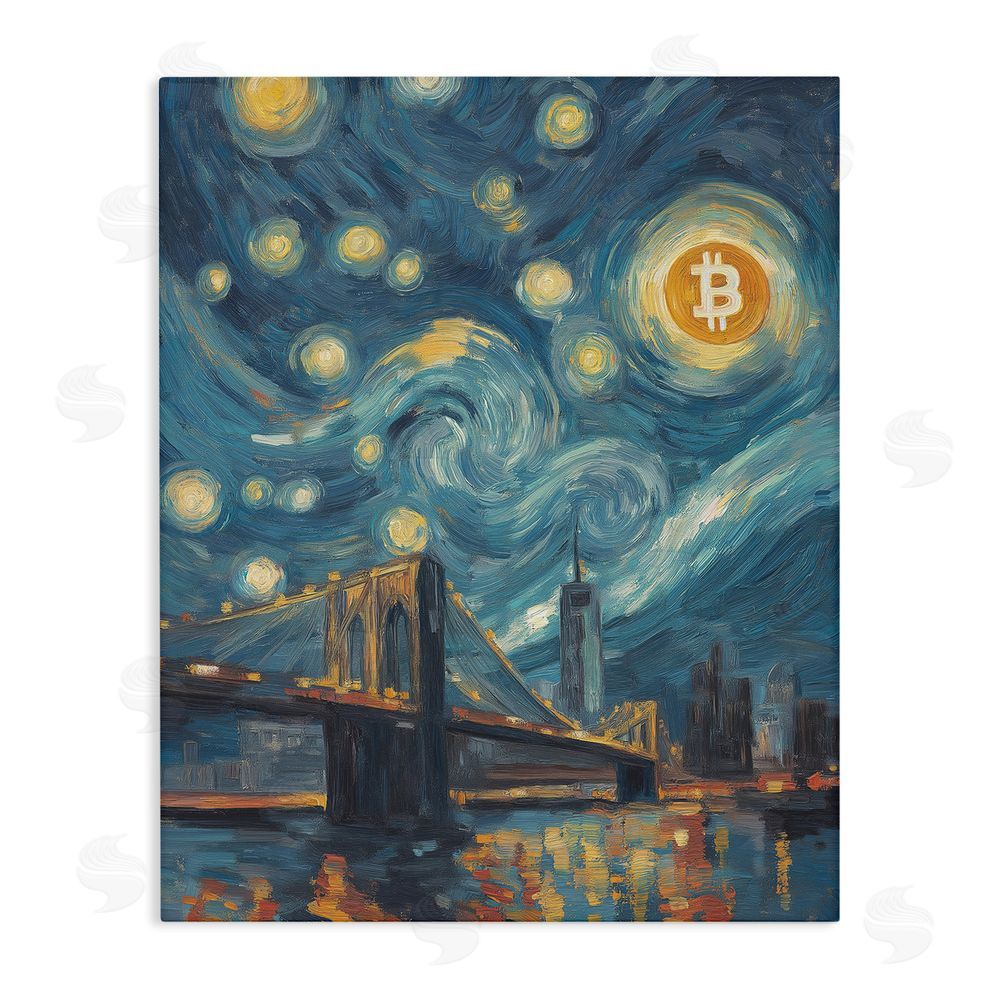 Svetlana Aleynikova Iconic Blockchain Moonlight Stretched Canvas Wall Art Print