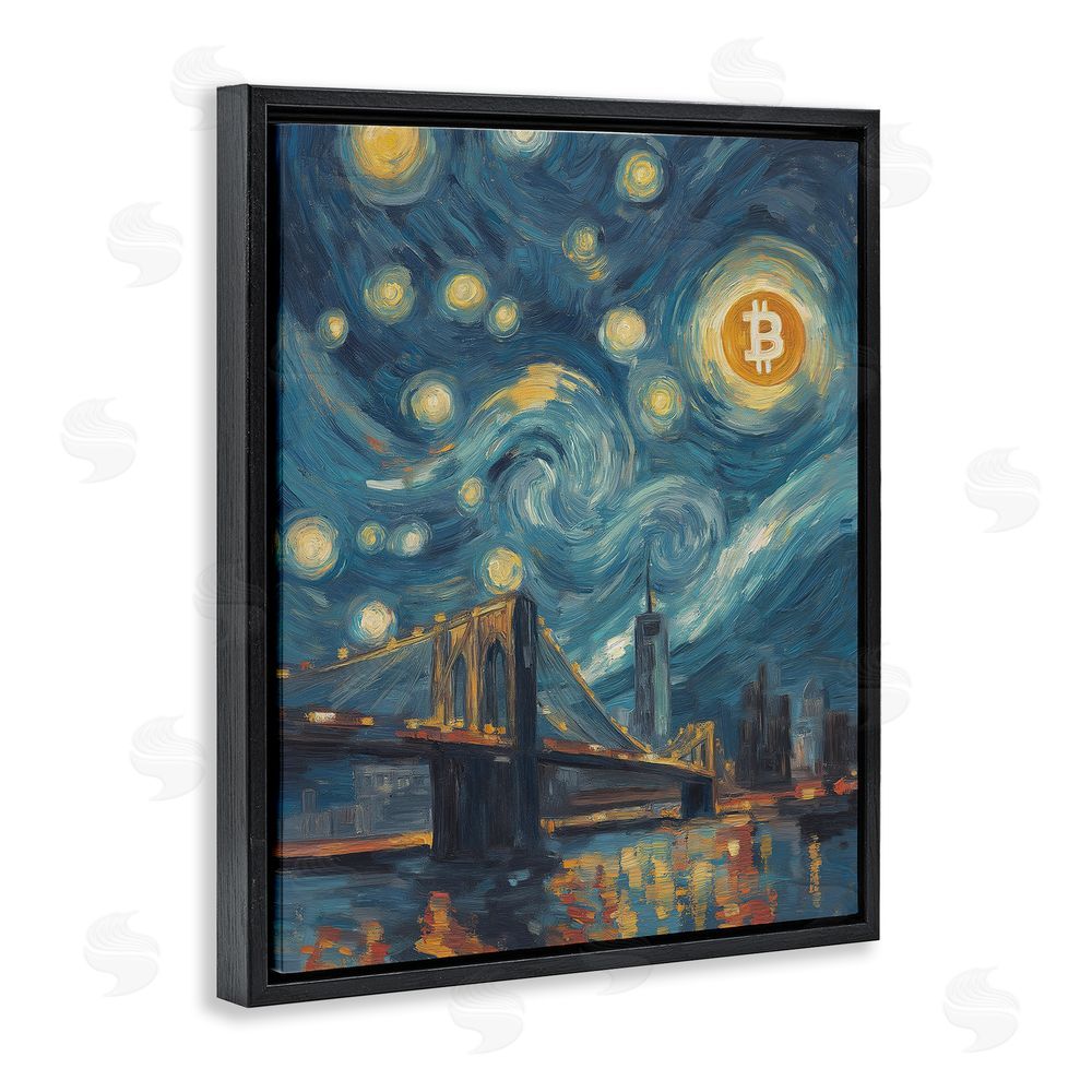 Svetlana Aleynikova Iconic Blockchain Moonlight Black Floating Frame Canvas Wall Art Print