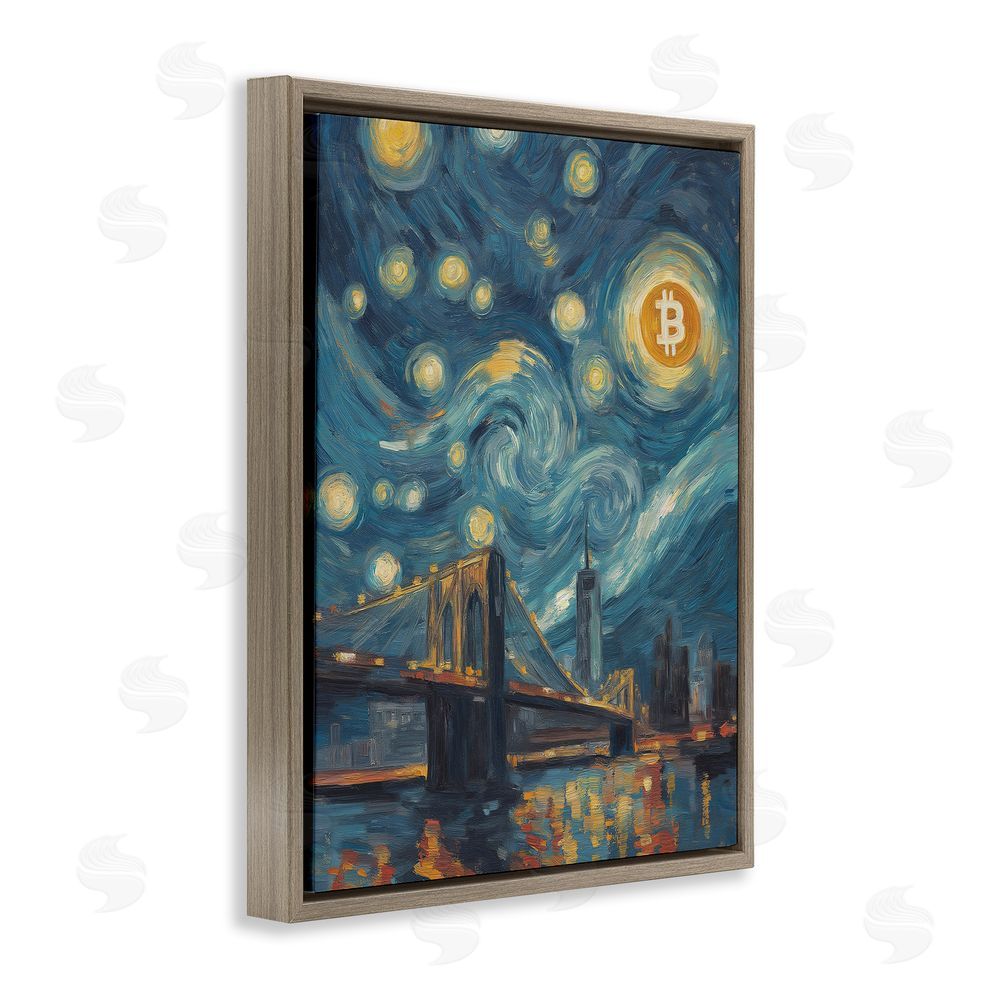 Svetlana Aleynikova Iconic Blockchain Moonlight Brown Floating Frame Canvas Wall Art Print
