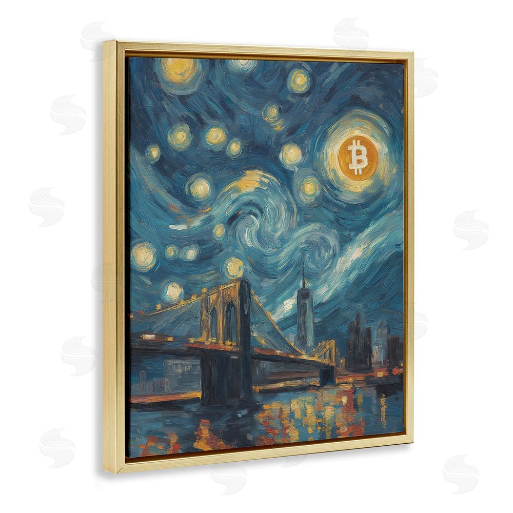 Svetlana Aleynikova Iconic Blockchain Moonlight Gold Floating Frame Canvas Wall Art Print