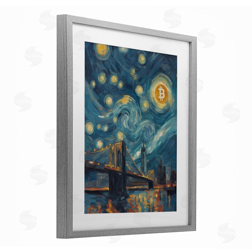 Svetlana Aleynikova Iconic Blockchain Moonlight Gray Framed Print Under Glass Wall Art