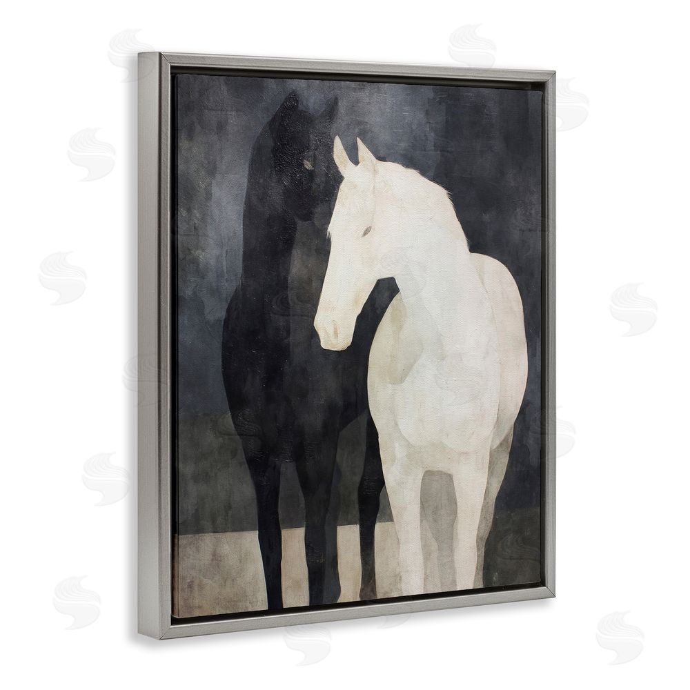 Svetlana Aleynikova Equine Twins Of Wind Gray Floating Frame Canvas Wall Art Print