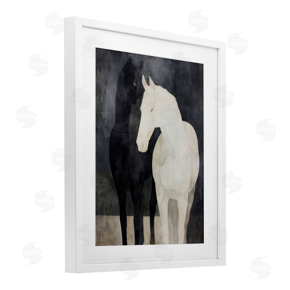 Svetlana Aleynikova Equine Twins Of Wind White Framed Print Under Glass Wall Art