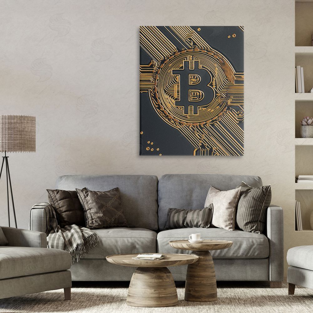 Svetlana Aleynikova Web Of Wealth Circuits Stretched Canvas Wall Art in Room