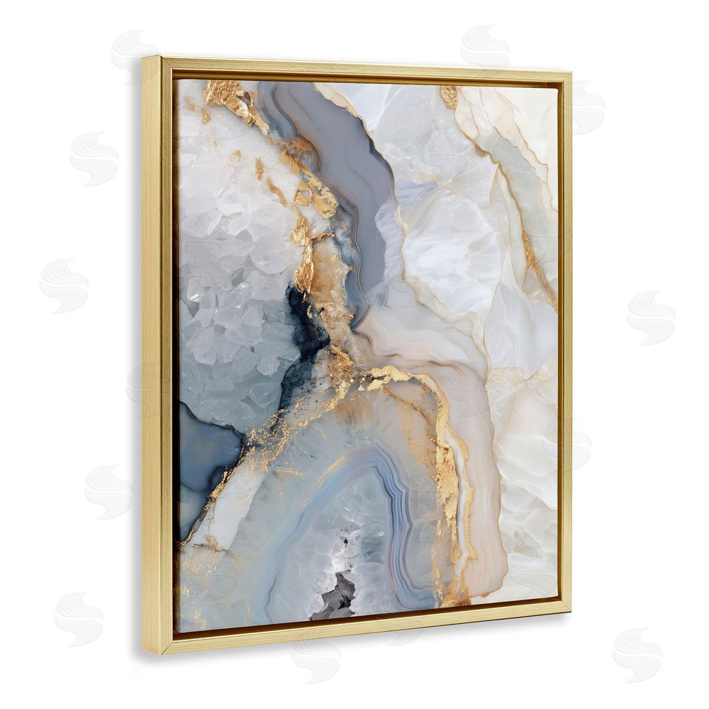 Svetlana Aleynikova Midnight Ore Crystals Gold Floating Frame Canvas Wall Art Print