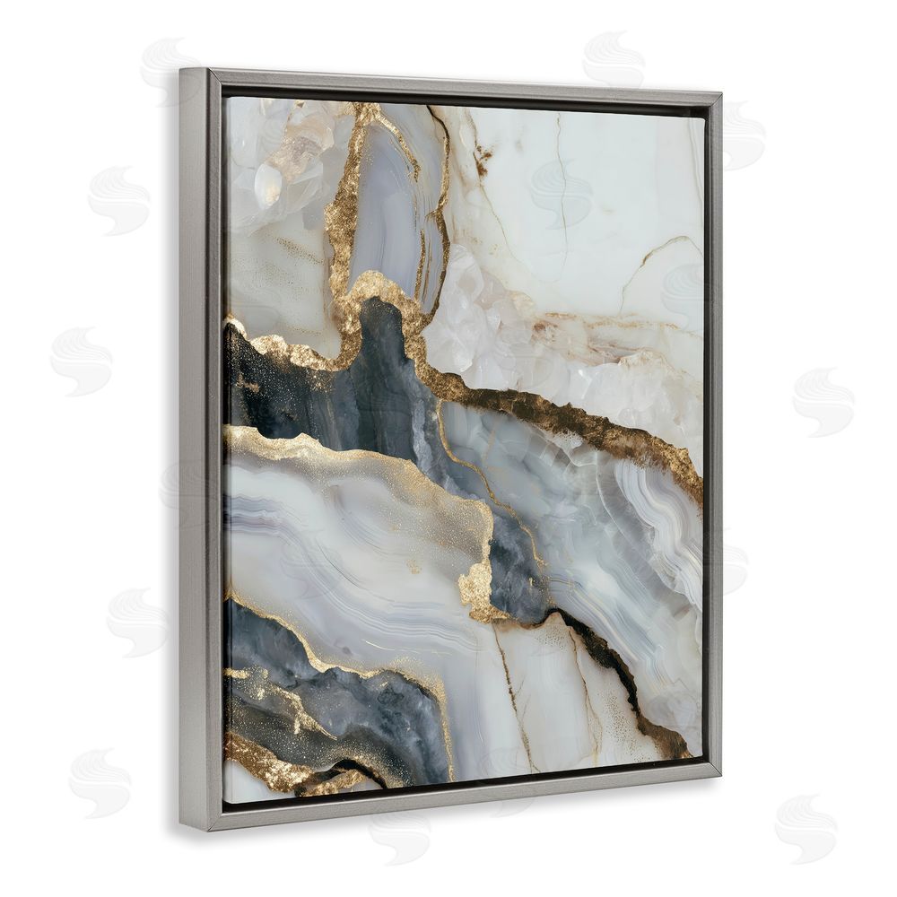 Svetlana Aleynikova Elegant Touch of Gold Gray Floating Frame Canvas Wall Art Print