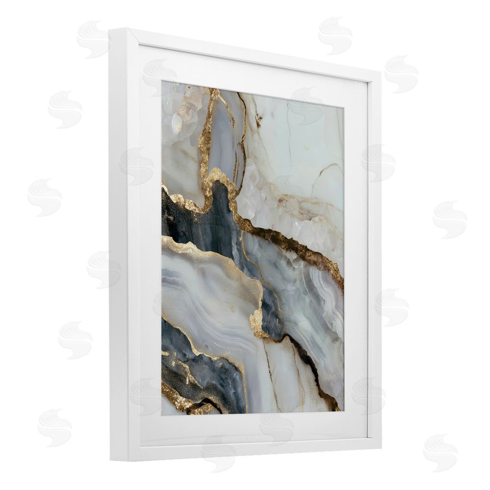 Svetlana Aleynikova Elegant Touch of Gold White Framed Print Under Glass Wall Art