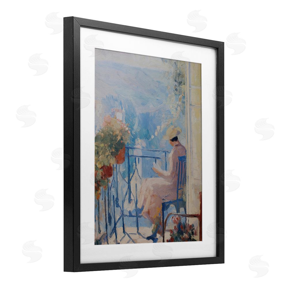 Svetlana Aleynikova Reading In The Sun Black Framed Print Under Glass Wall Art