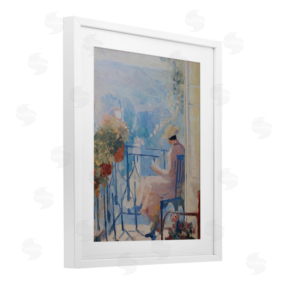 Svetlana Aleynikova Reading In The Sun White Framed Print Under Glass Wall Art