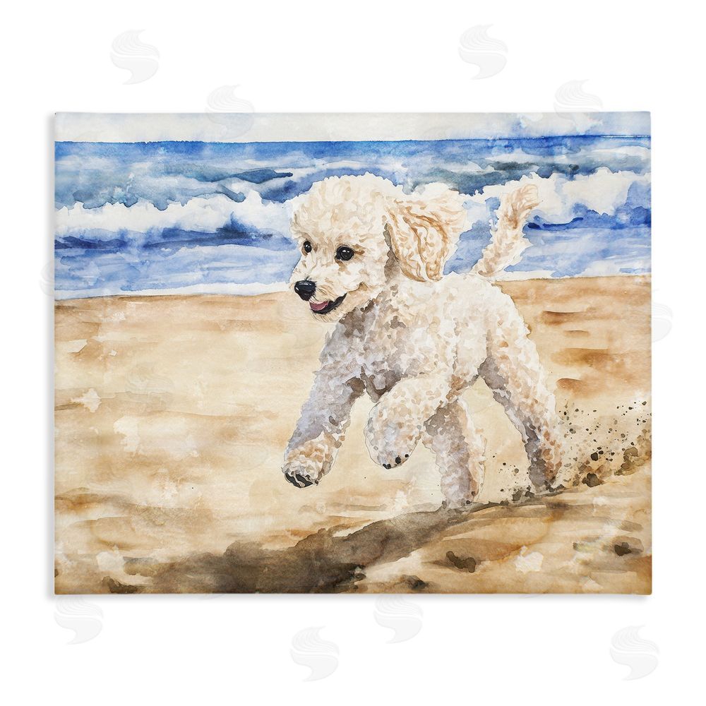 Svetlana Aleynikova Poodle's Journey on Beach Stretched Canvas Wall Art Print
