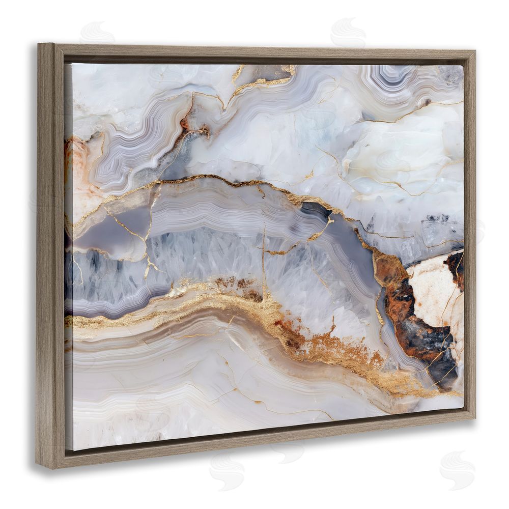 Svetlana Aleynikova Marbled Gold Stone Brown Floating Frame Canvas Wall Art Print