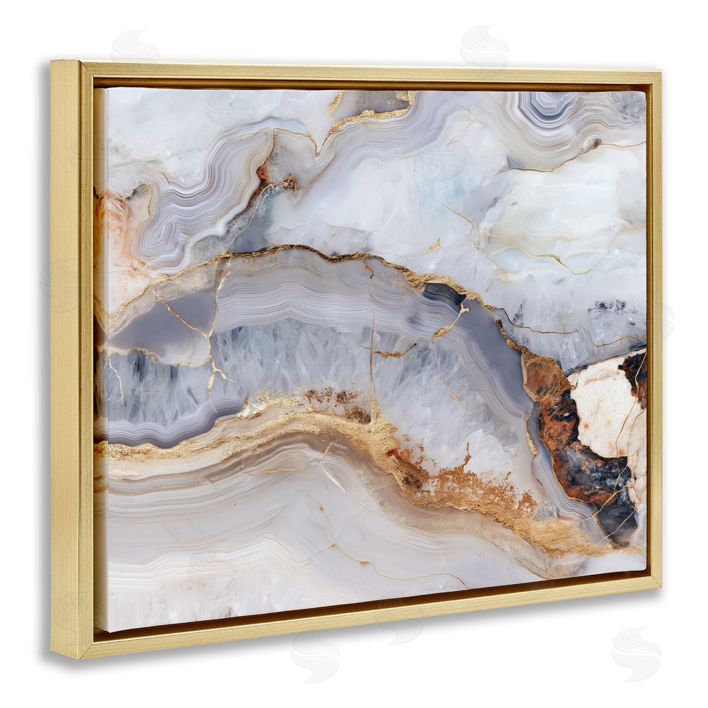 Svetlana Aleynikova Marbled Gold Stone Gold Floating Frame Canvas Wall Art Print