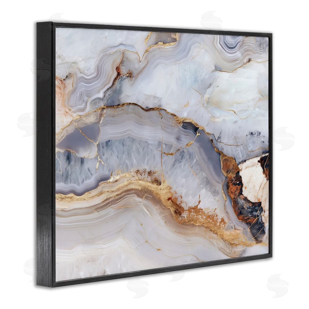 Svetlana Aleynikova Marbled Gold Stone Black Framed Giclee Wall Art Print