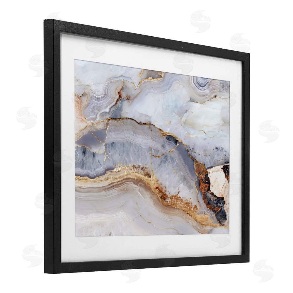 Svetlana Aleynikova Marbled Gold Stone Black Framed Print Under Glass Wall Art