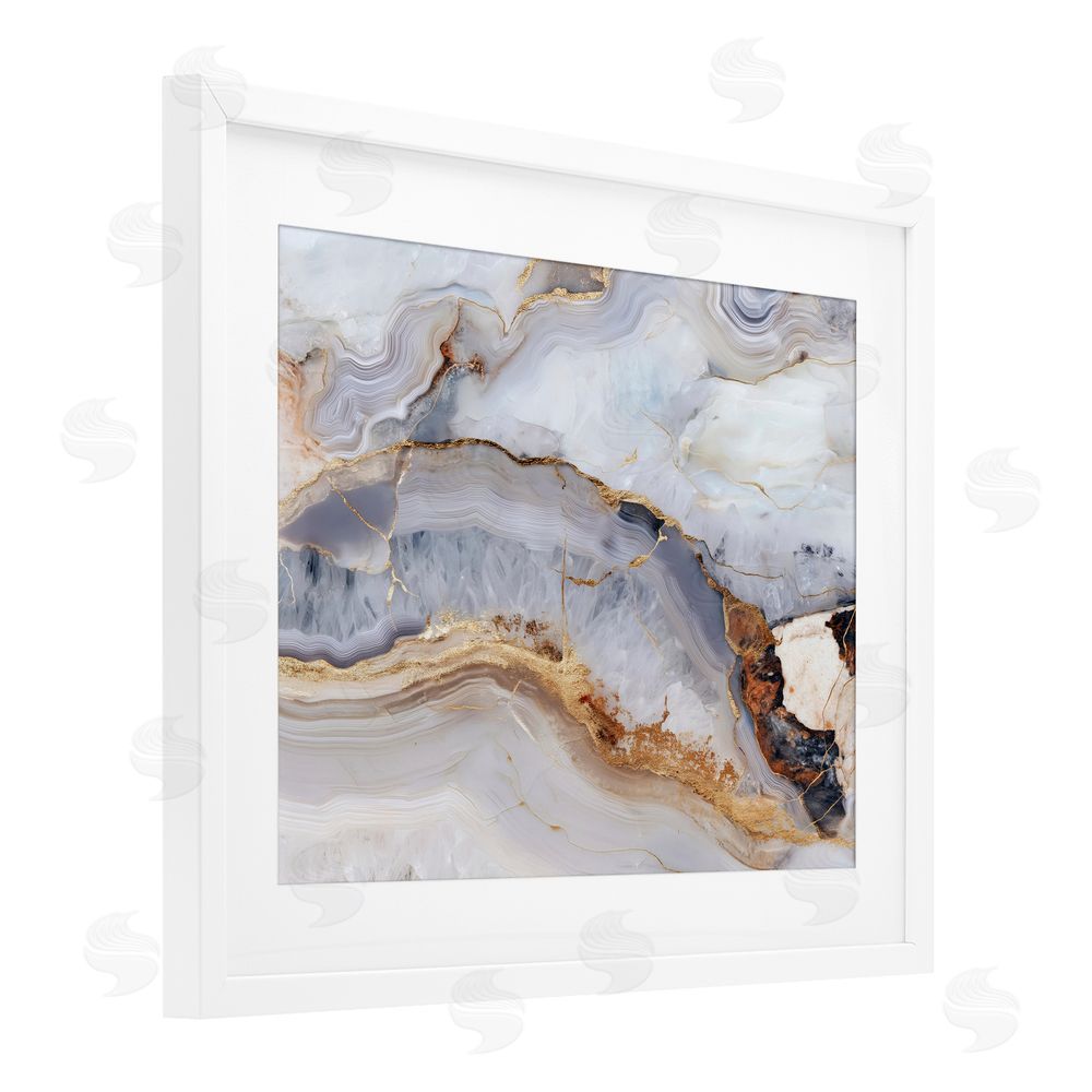 Svetlana Aleynikova Marbled Gold Stone White Framed Print Under Glass Wall Art