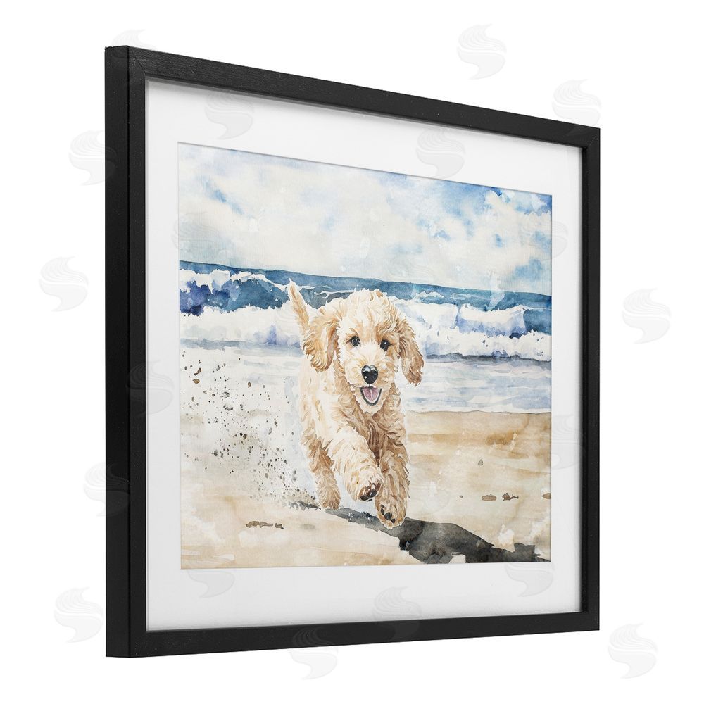 Svetlana Aleynikova Ocean's Best Friend Pup Black Framed Print Under Glass Wall Art