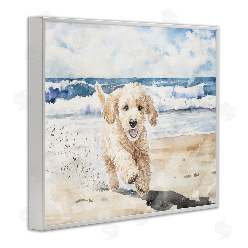 Svetlana Aleynikova Ocean's Best Friend Pup White Framed Giclee Wall Art Print