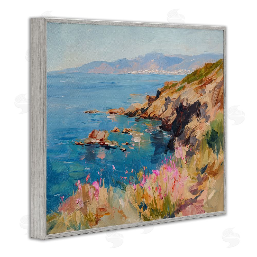 Svetlana Aleynikova Where Mountains Meet Sea Gray Framed Giclee Wall Art Print