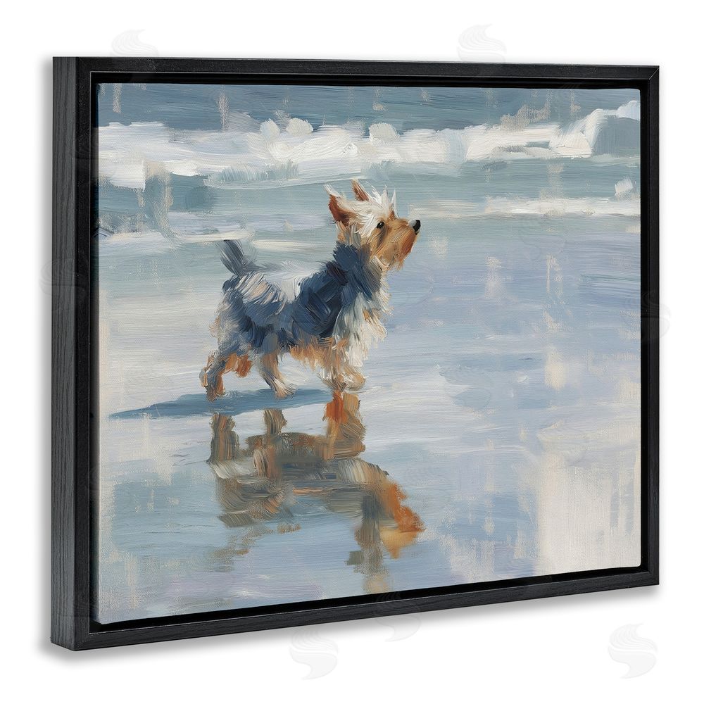 Svetlana Aleynikova Yorkie's Quiet Moment Black Floating Frame Canvas Wall Art Print
