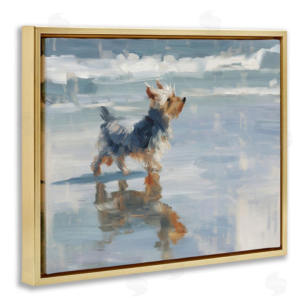 Svetlana Aleynikova Yorkie's Quiet Moment Gold Floating Frame Canvas Wall Art Print