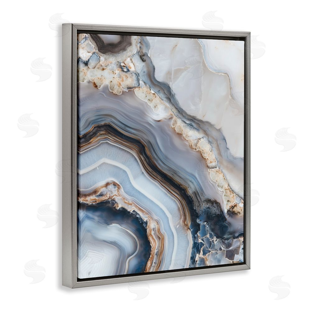 Svetlana Aleynikova Geode Gemstone Layers Gray Floating Frame Canvas Wall Art Print