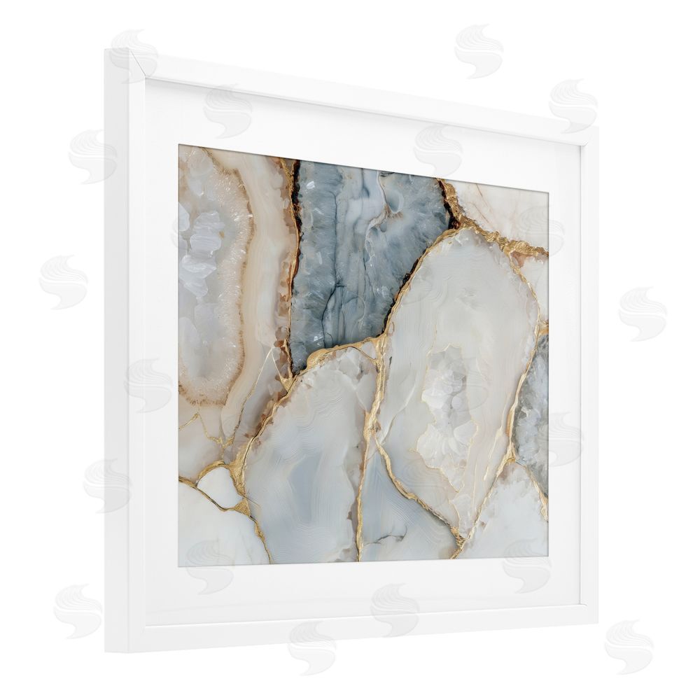 Svetlana Aleynikova Golden Vein Quartz White Framed Print Under Glass Wall Art