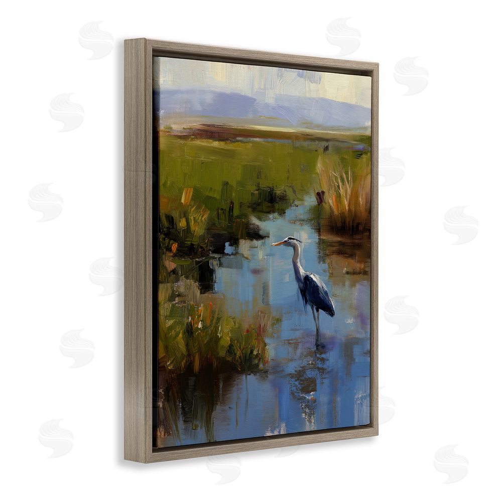 Svetlana Aleynikova Bird Among The Reeds Brown Floating Frame Canvas Wall Art Print