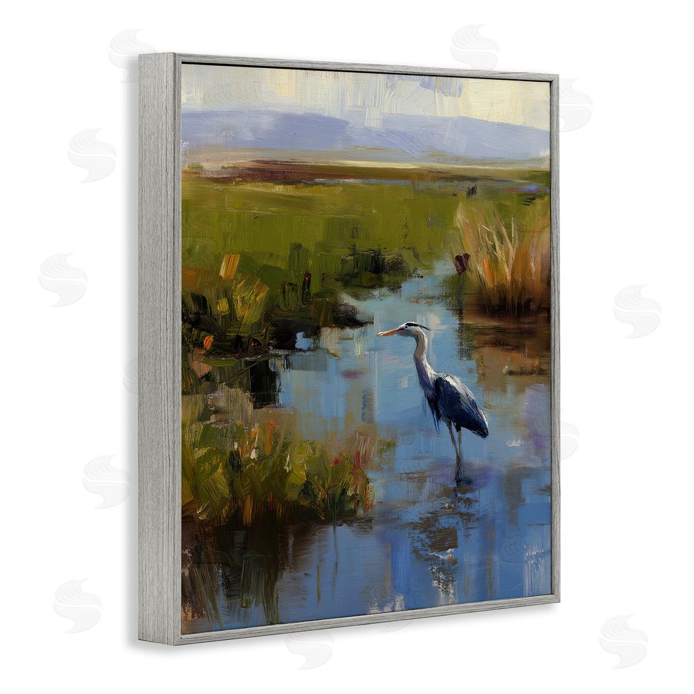 Svetlana Aleynikova Bird Among The Reeds Gray Framed Giclee Wall Art Print
