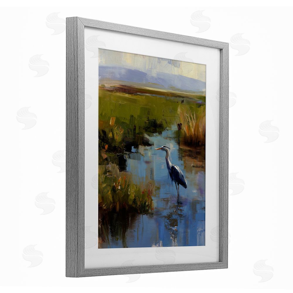Svetlana Aleynikova Bird Among The Reeds Gray Framed Print Under Glass Wall Art