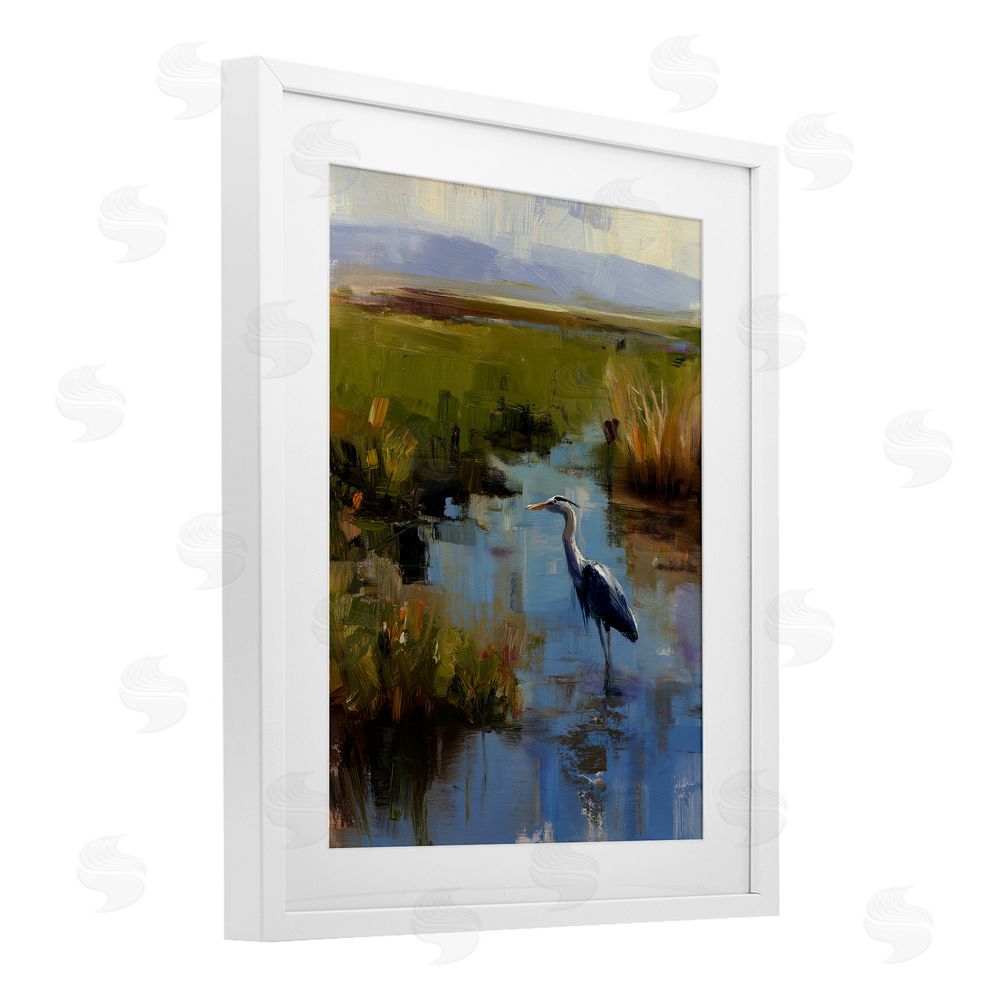 Svetlana Aleynikova Bird Among The Reeds White Framed Print Under Glass Wall Art