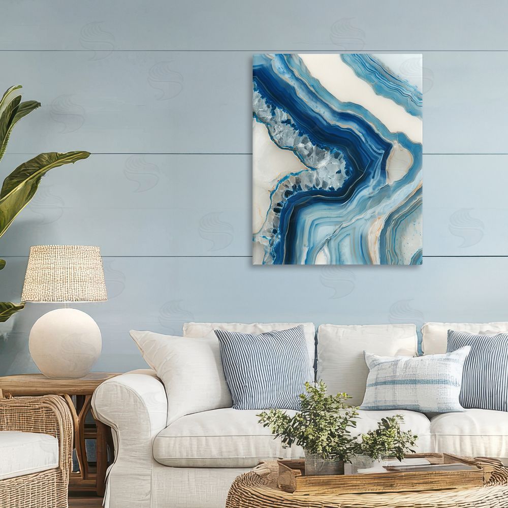 Svetlana Aleynikova Sea Colored Stones Geode Stretched Canvas Wall Art in Room