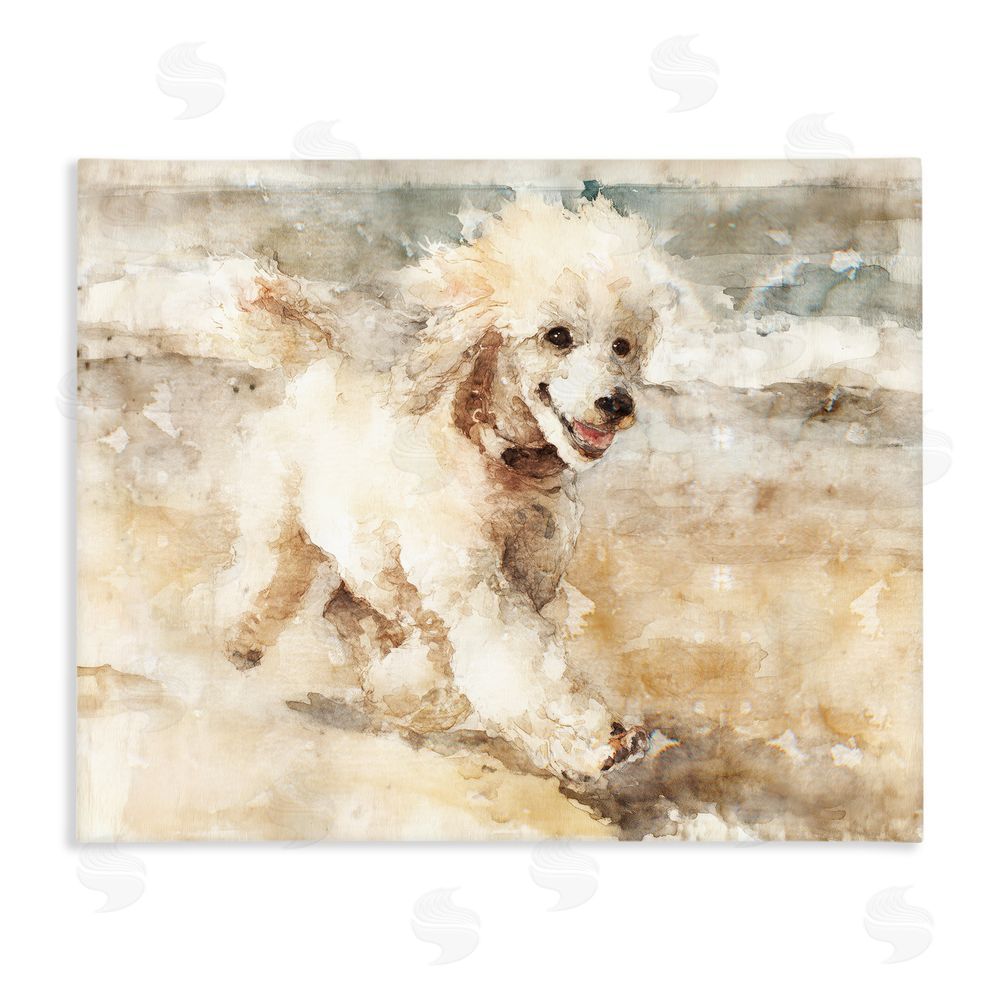 Svetlana Aleynikova Coastal Breeze & Poodle Stretched Canvas Wall Art