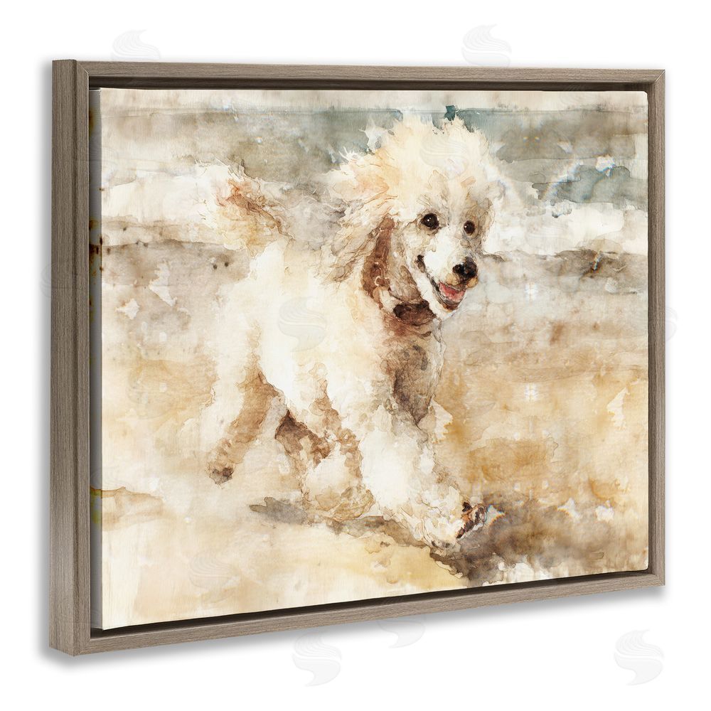 Svetlana Aleynikova Coastal Breeze & Poodle Brown Floating Frame Canvas Wall Art Print