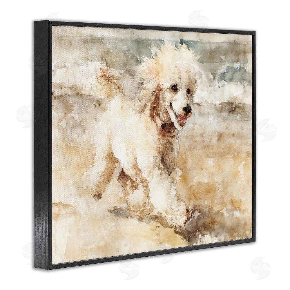 Svetlana Aleynikova Coastal Breeze & Poodle Black Framed Giclee Wall Art Print