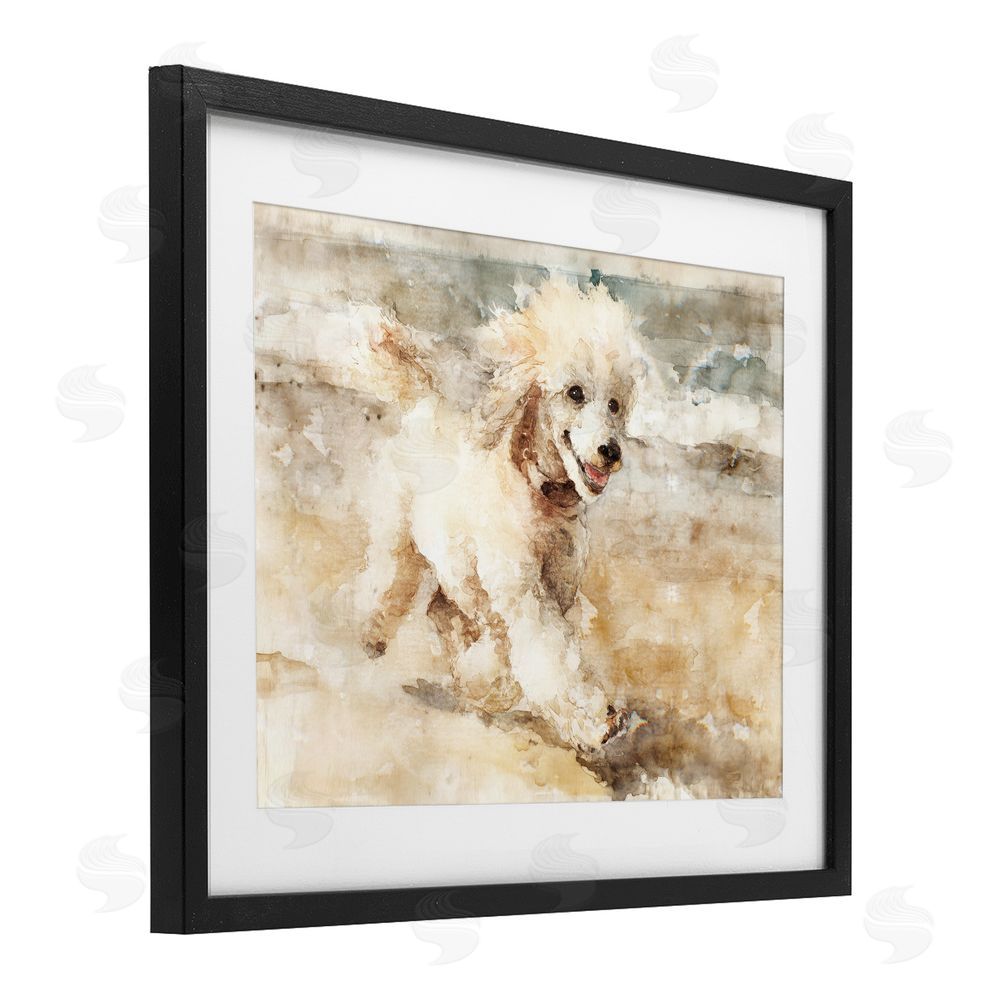 Svetlana Aleynikova Coastal Breeze & Poodle Black Framed Print Under Glass Wall Art