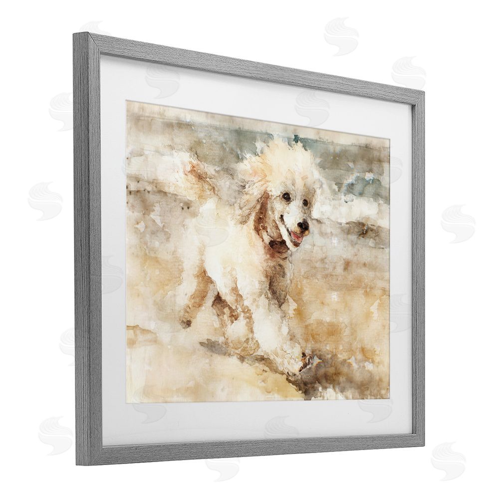 Svetlana Aleynikova Coastal Breeze & Poodle Gray Framed Print Under Glass Wall Art
