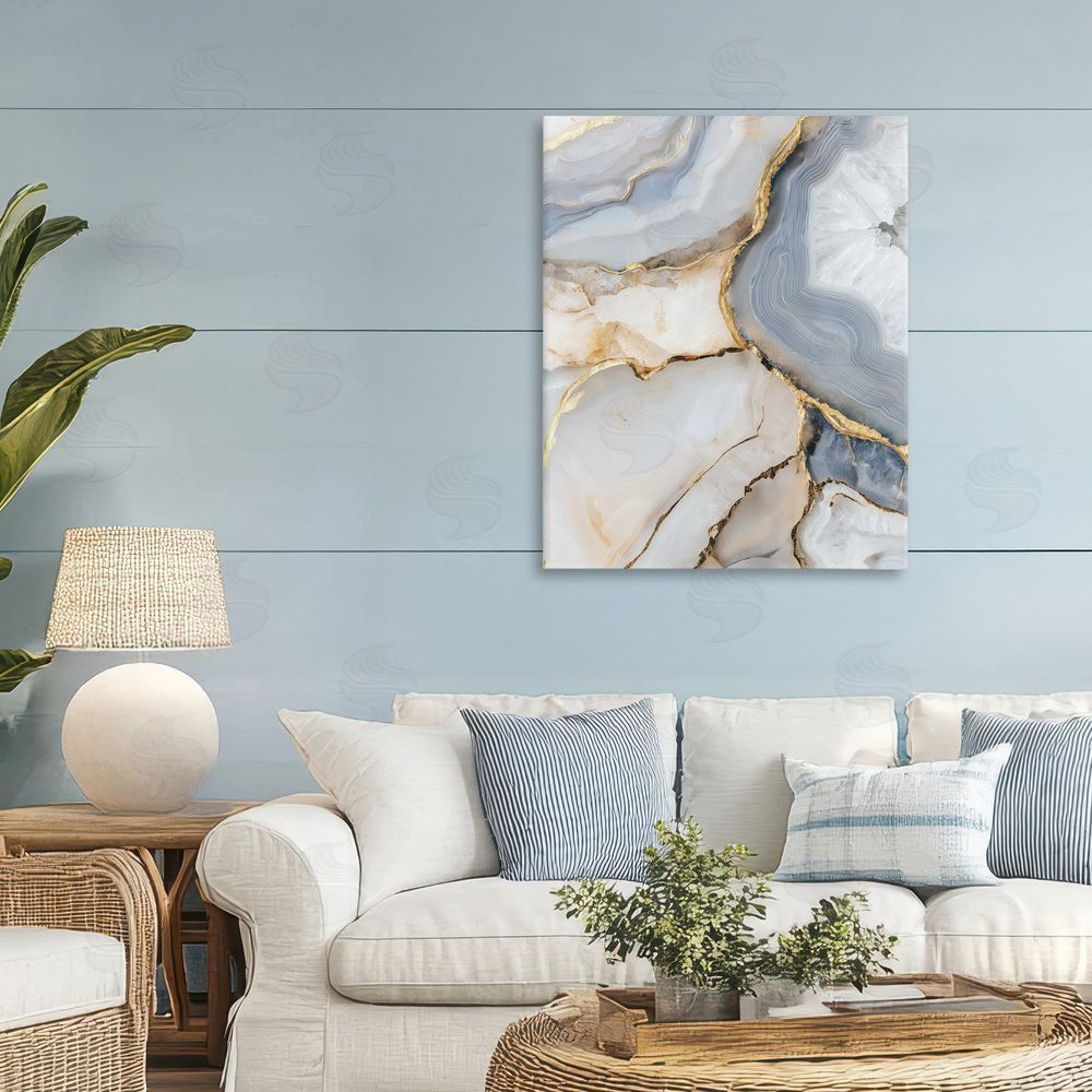 Svetlana Aleynikova White And Gray Geode Stretched Canvas Wall Art in Room