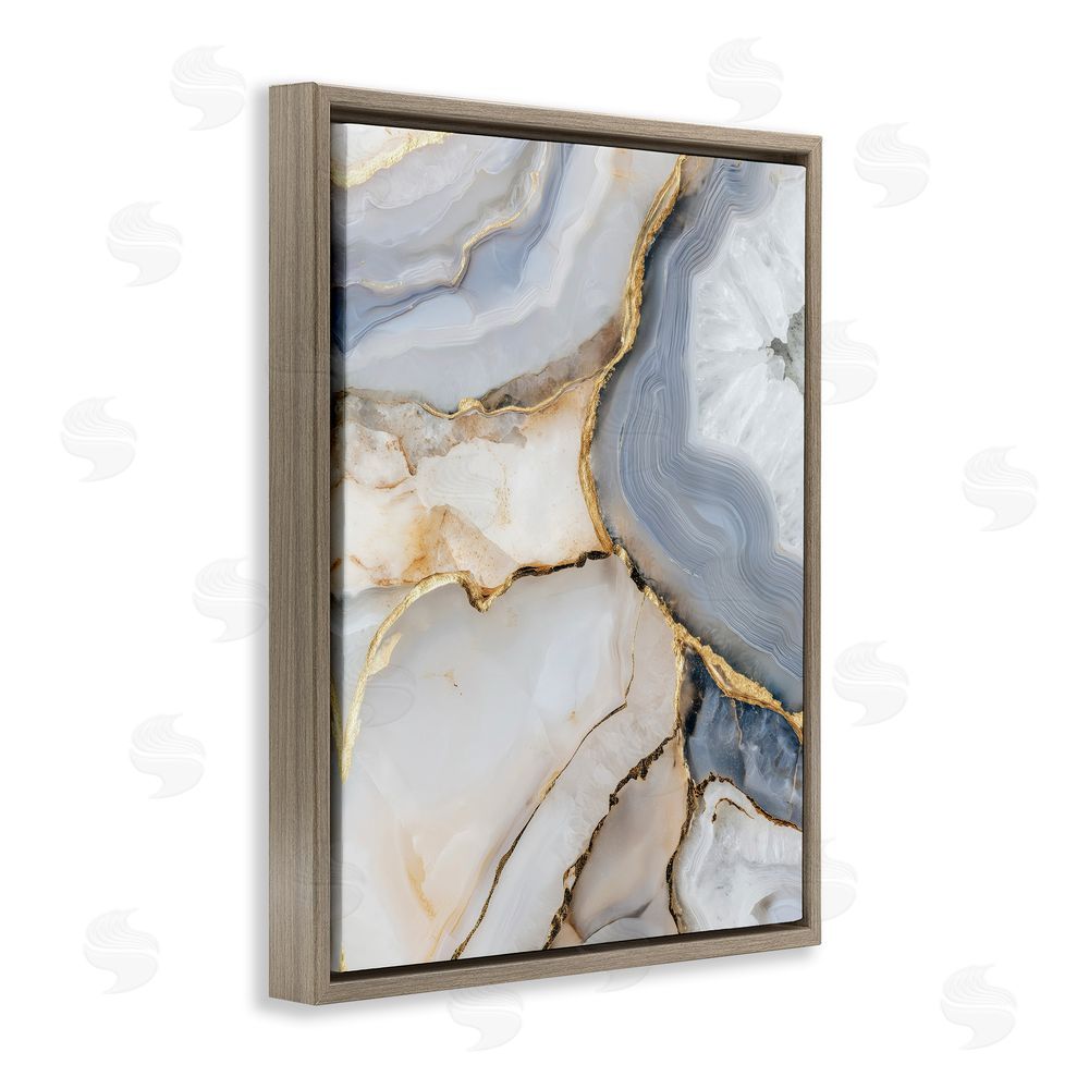 Svetlana Aleynikova White And Gray Geode Brown Floating Frame Canvas Wall Art Print