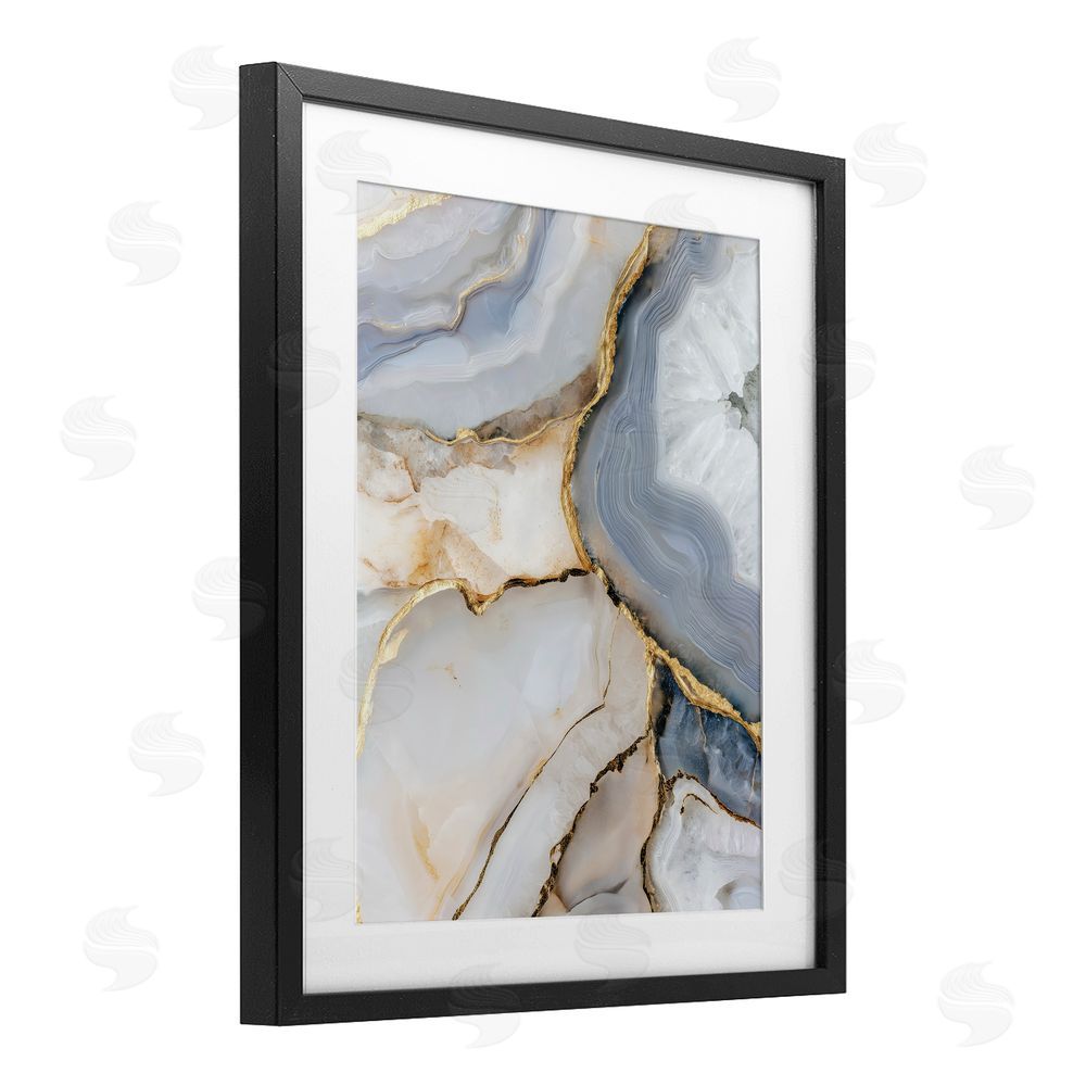 Svetlana Aleynikova White And Gray Geode Black Framed Print Under Glass Wall Art