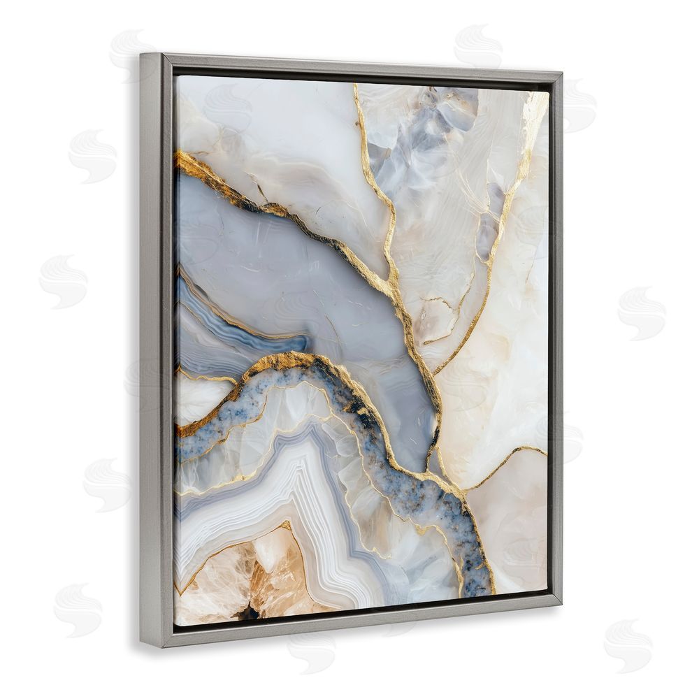 Svetlana Aleynikova Glimmering Layers of Agate Gray Floating Frame Canvas Wall Art Print