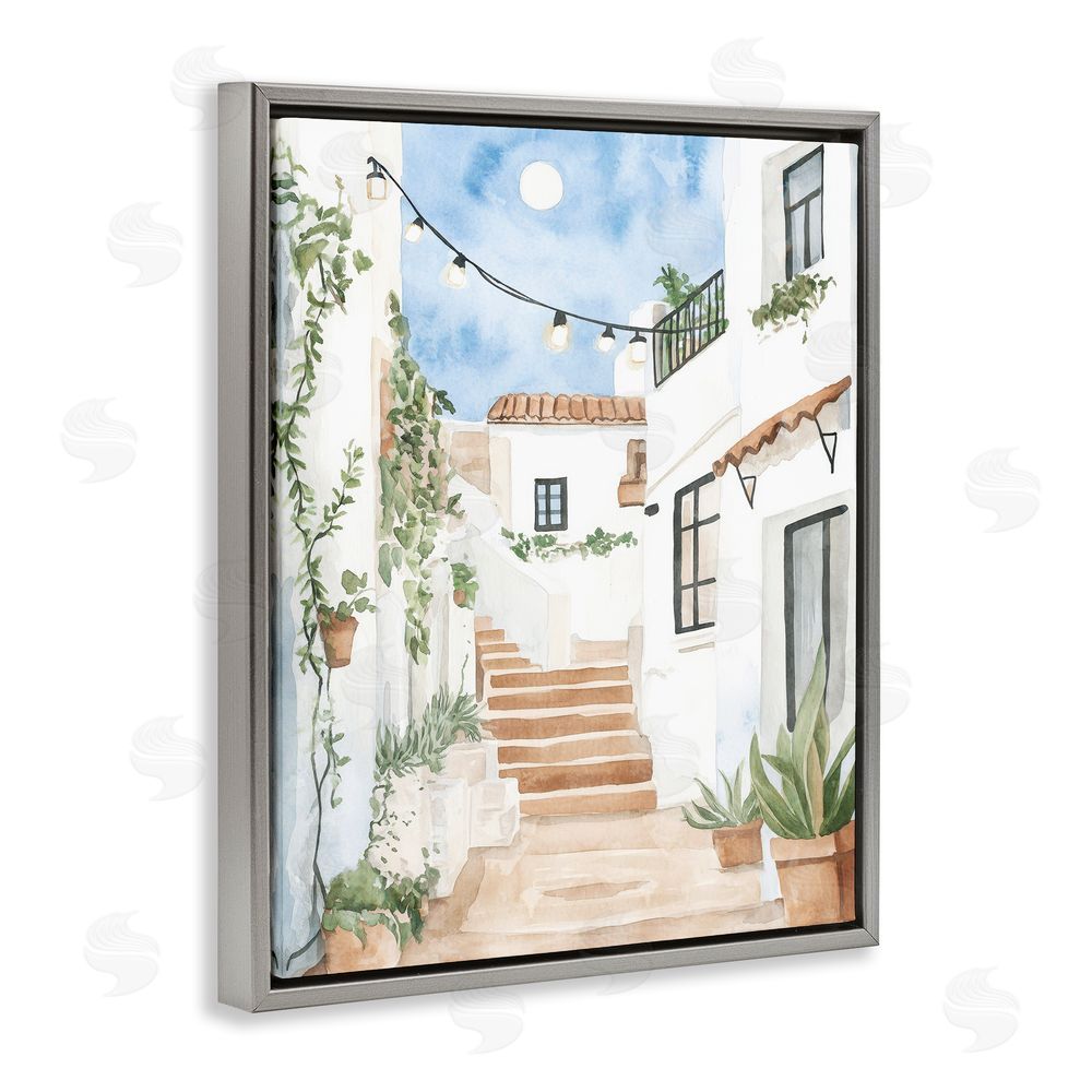 Svetlana Aleynikova Cozy Street Architecture Gray Floating Frame Canvas Wall Art Print